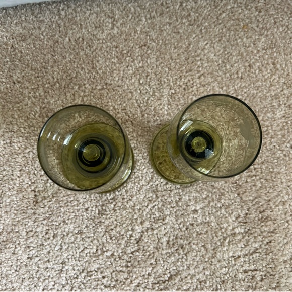Vintage Etched Crystal German Roemer Wine Glasses, Olive Green - Picture 5 of 10